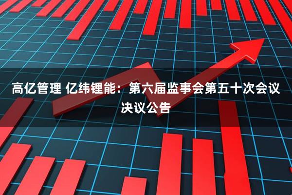 高亿管理 亿纬锂能：第六届监事会第五十次会议决议公告