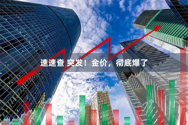 速速查 突发！金价，彻底爆了