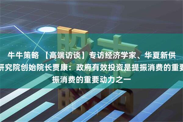 牛牛策略 【高端访谈】专访经济学家、华夏新供给经济学研究院创始院长贾康：政府有效投资是提振消费的重要动力之一